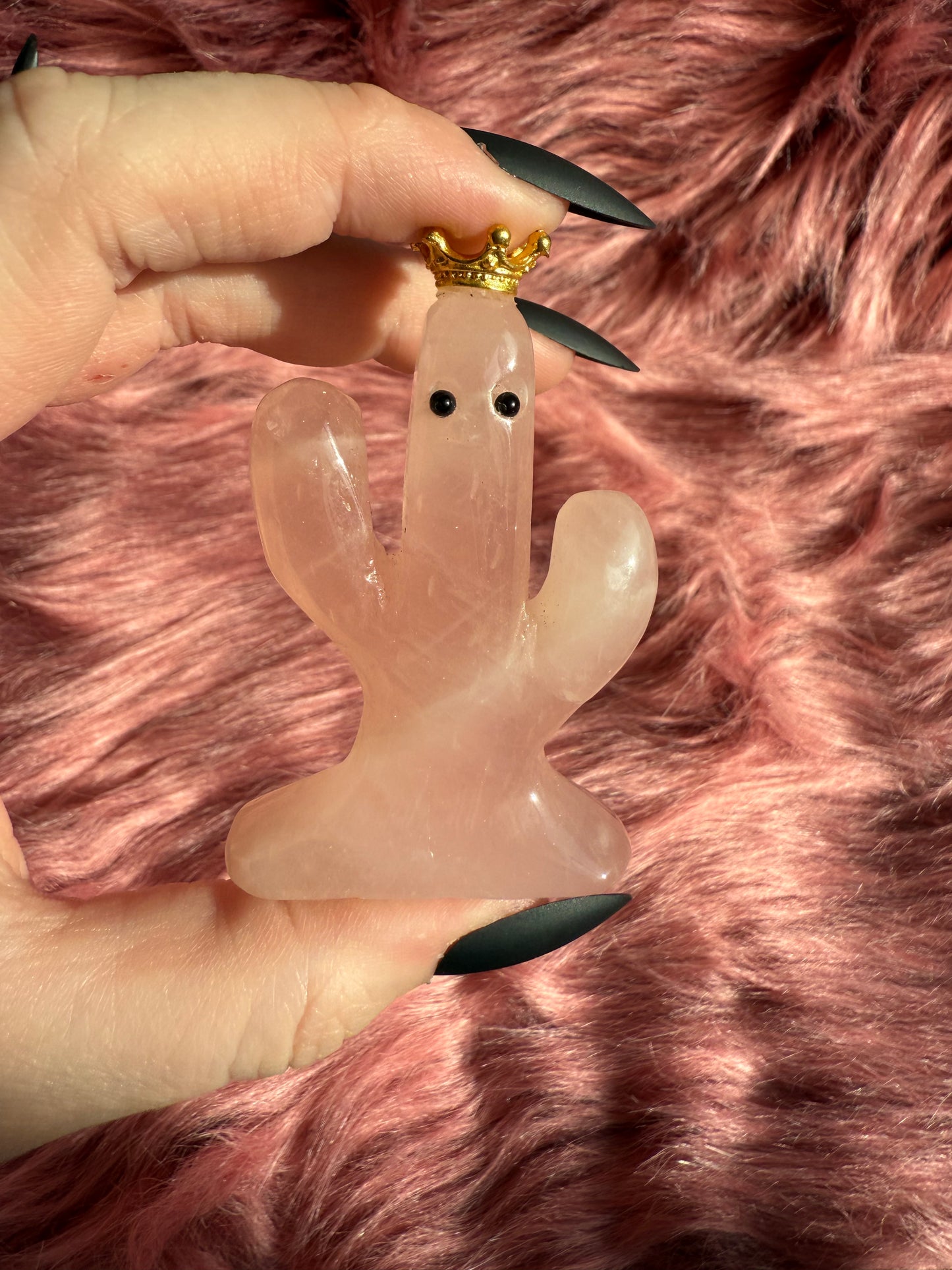 Stunning High Quality Rose Quartz Cactus Carving