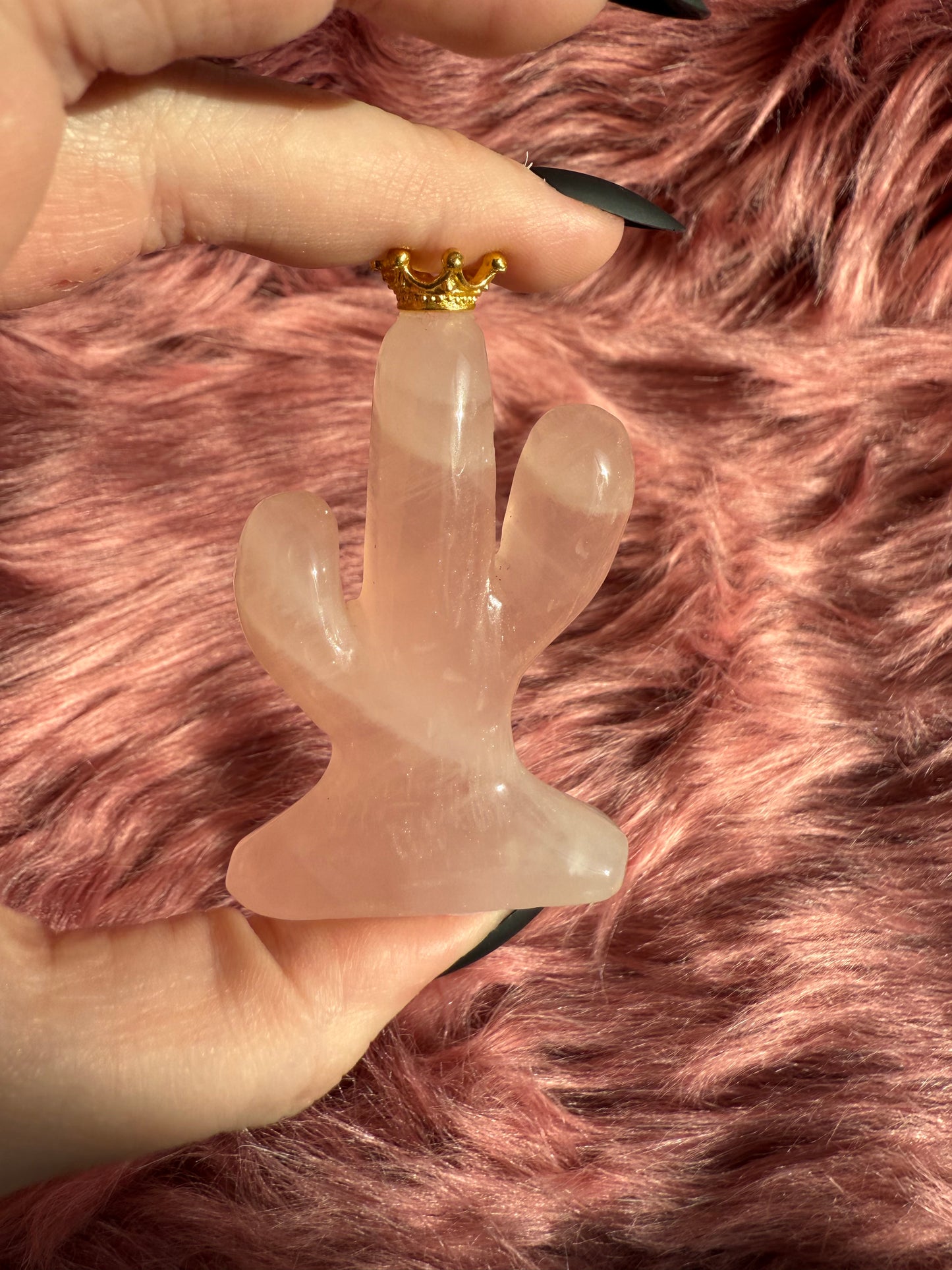 Stunning High Quality Rose Quartz Cactus Carving