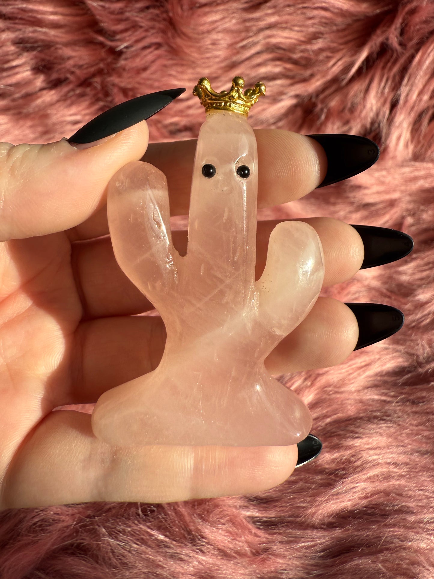 Stunning High Quality Rose Quartz Cactus Carving