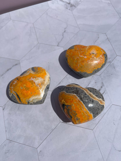 ONE (1) Stunning Bumblebee Jasper Large Heart