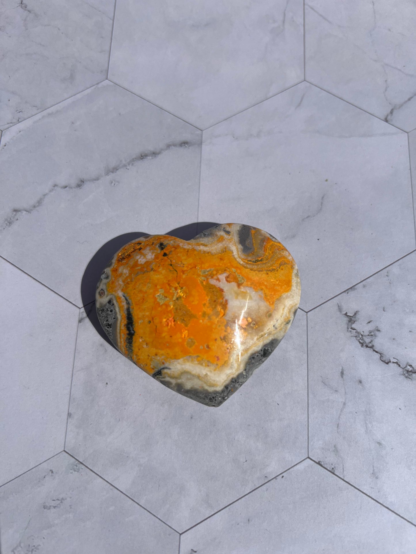 ONE (1) Stunning Bumblebee Jasper Large Heart