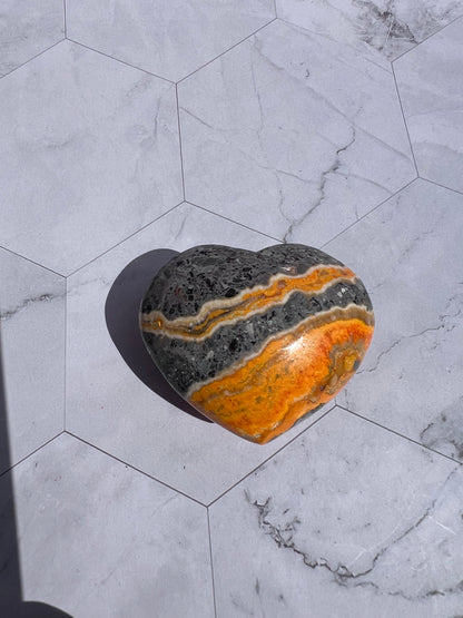 ONE (1) Stunning Bumblebee Jasper Large Heart