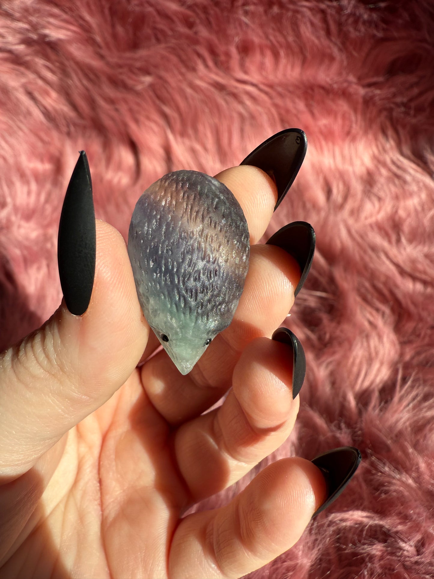 Stunning High Quality Fluorite Mini Hedgehog Carving - E