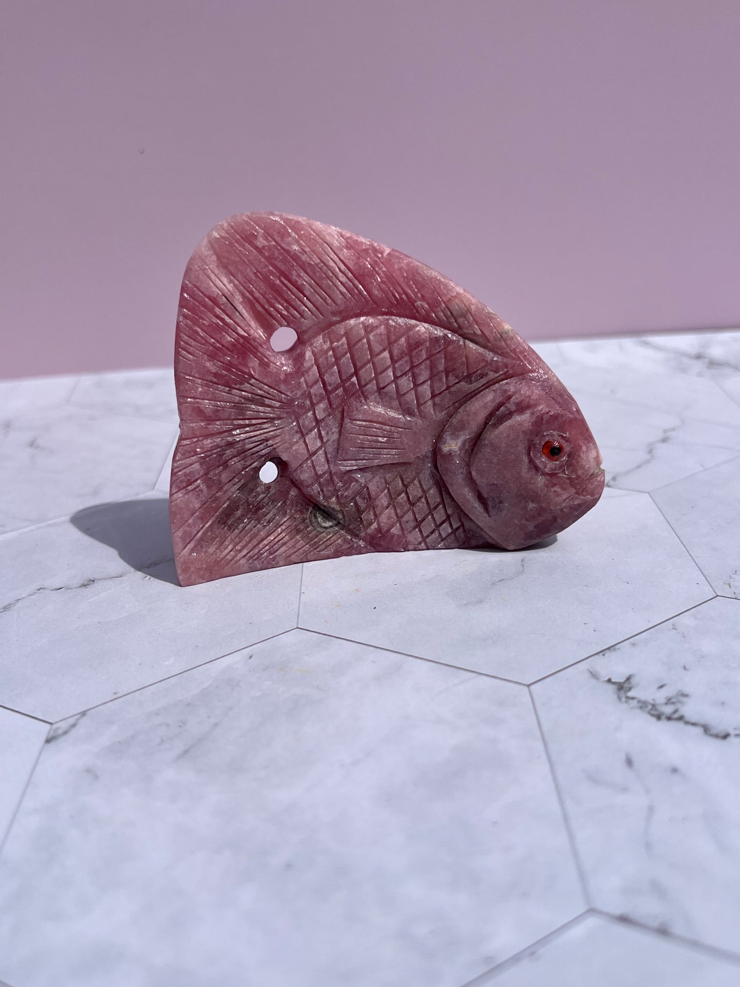 ONE (1) Stunning Rhodonite Fish Carving from Argentina