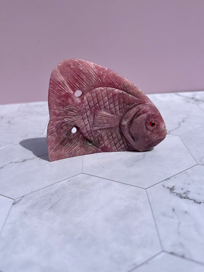 ONE (1) Stunning Rhodonite Fish Carving from Argentina