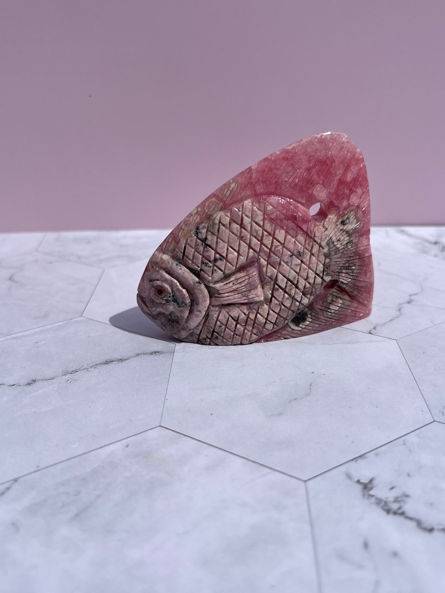 ONE (1) Stunning Rhodonite Fish Carving from Argentina