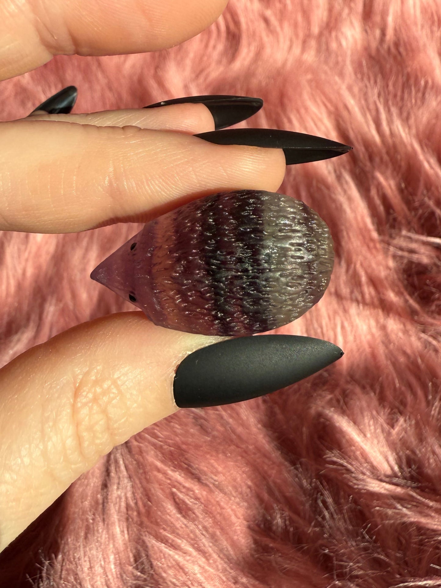Stunning High Quality Fluorite Mini Hedgehog Carving - B