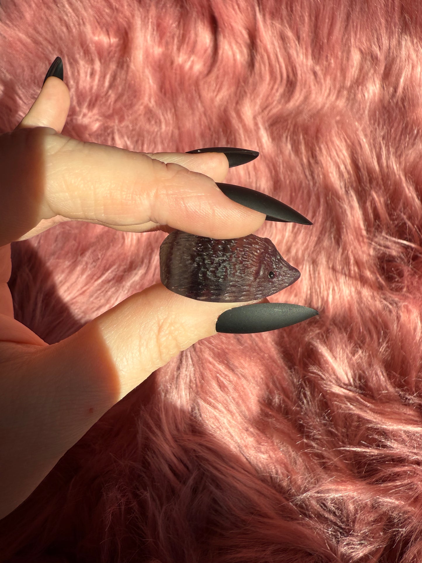 Stunning High Quality Fluorite Mini Hedgehog Carving - B