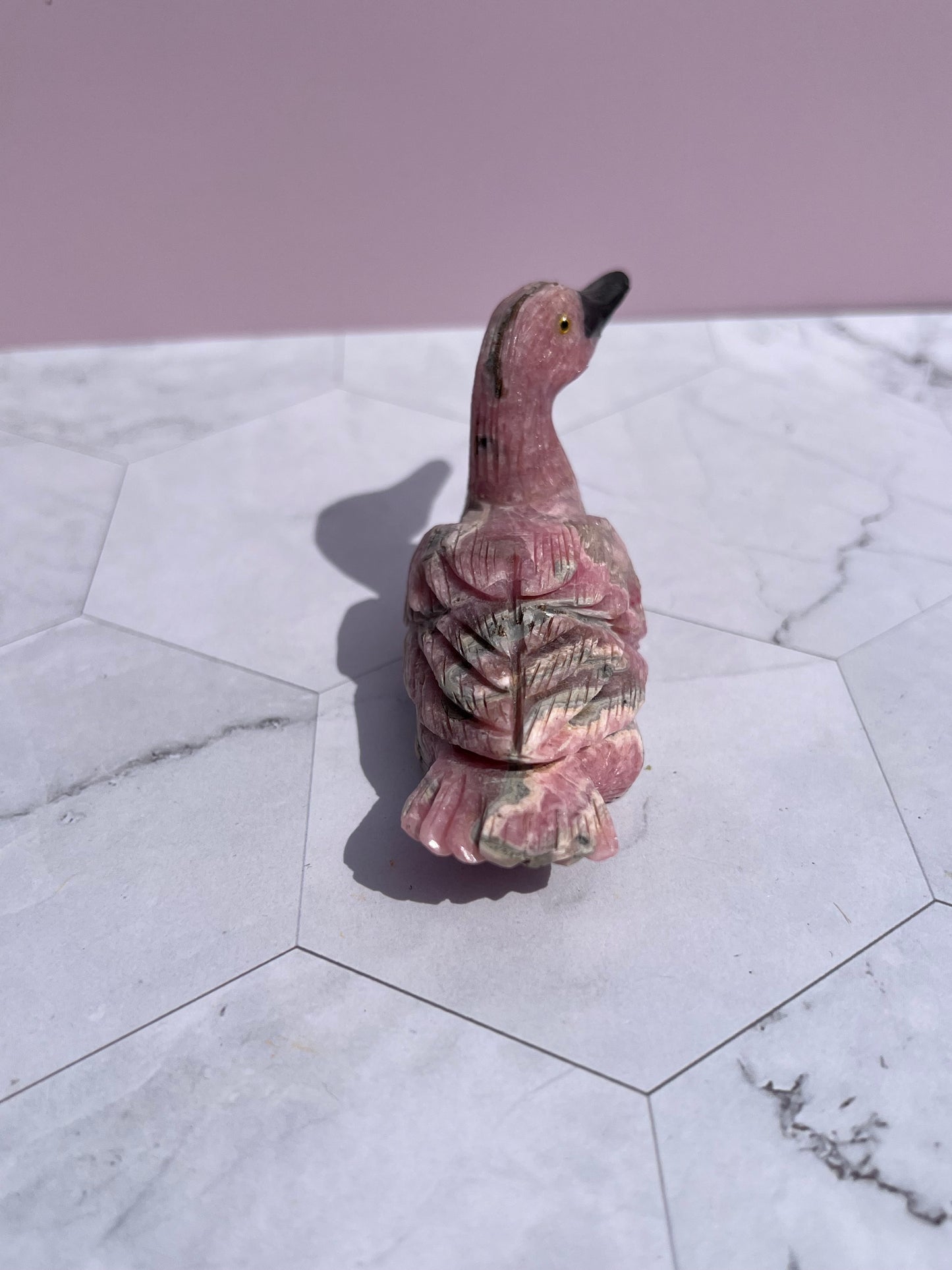 ONE (1) Stunning Rhodonite Swan Carving from Argentina