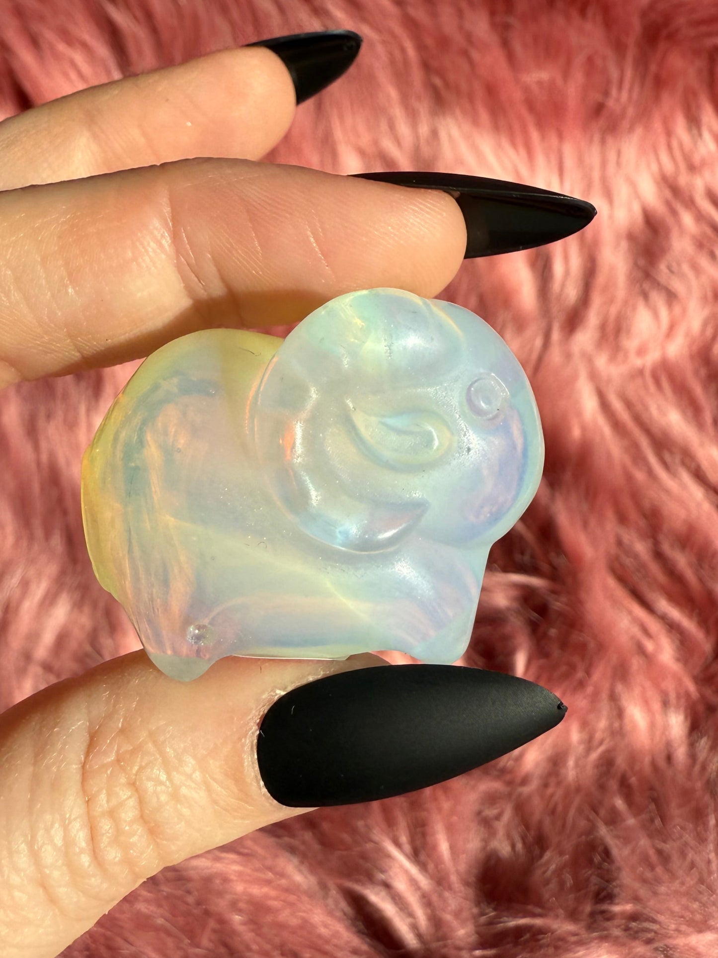 Stunning High Quality Opalite Ram Carving