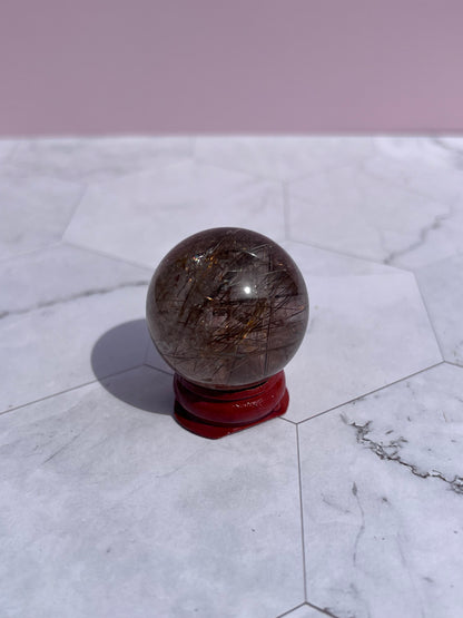 ONE (1) Stunning Golden Rutile Mini Crystal Sphere A