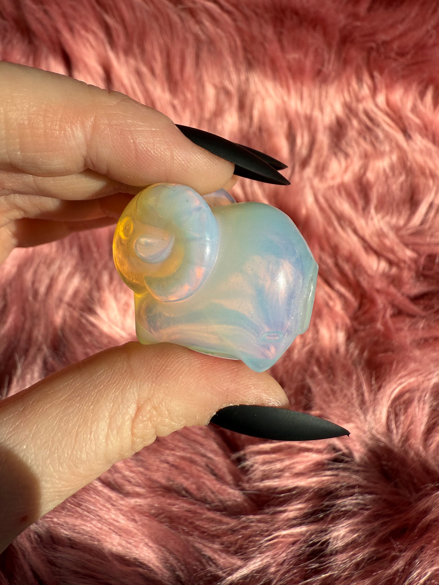 Stunning High Quality Opalite Ram Carving