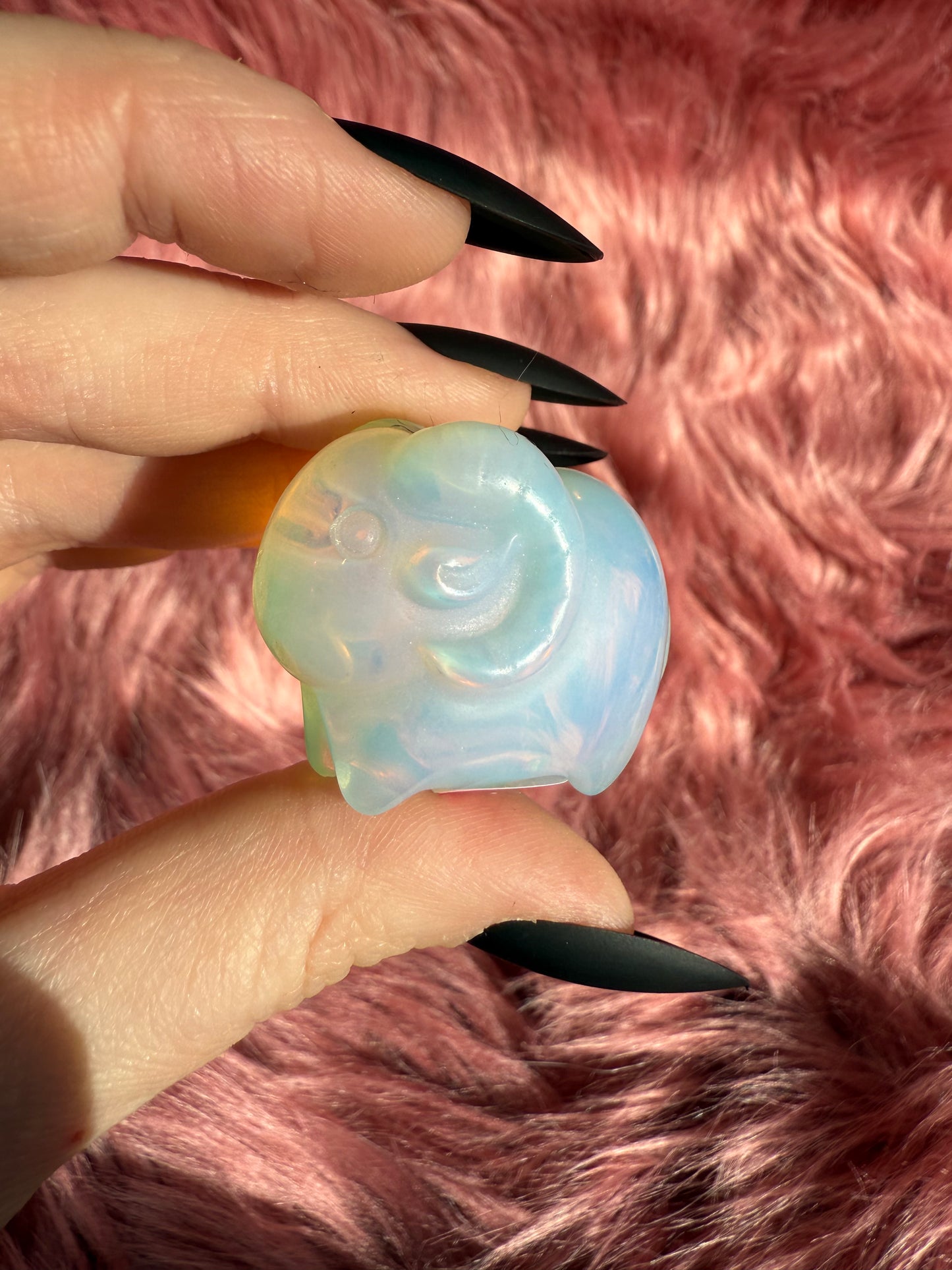 Stunning High Quality Opalite Ram Carving