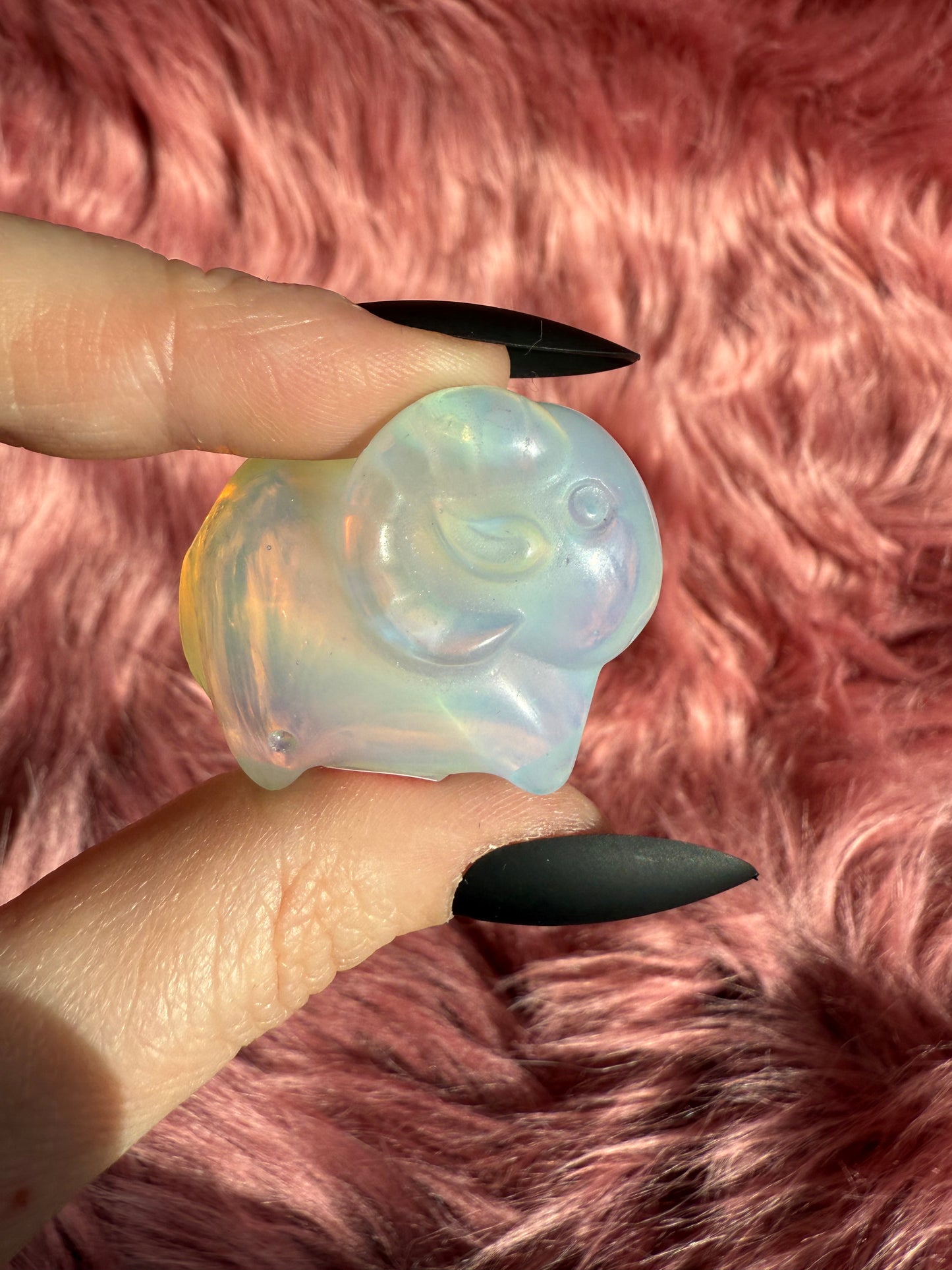 Stunning High Quality Opalite Ram Carving