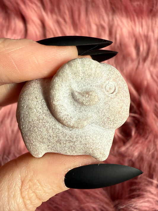 Stunning High Quality Pink Opal Ram Carving