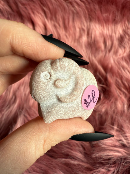 Stunning High Quality Pink Opal Ram Carving