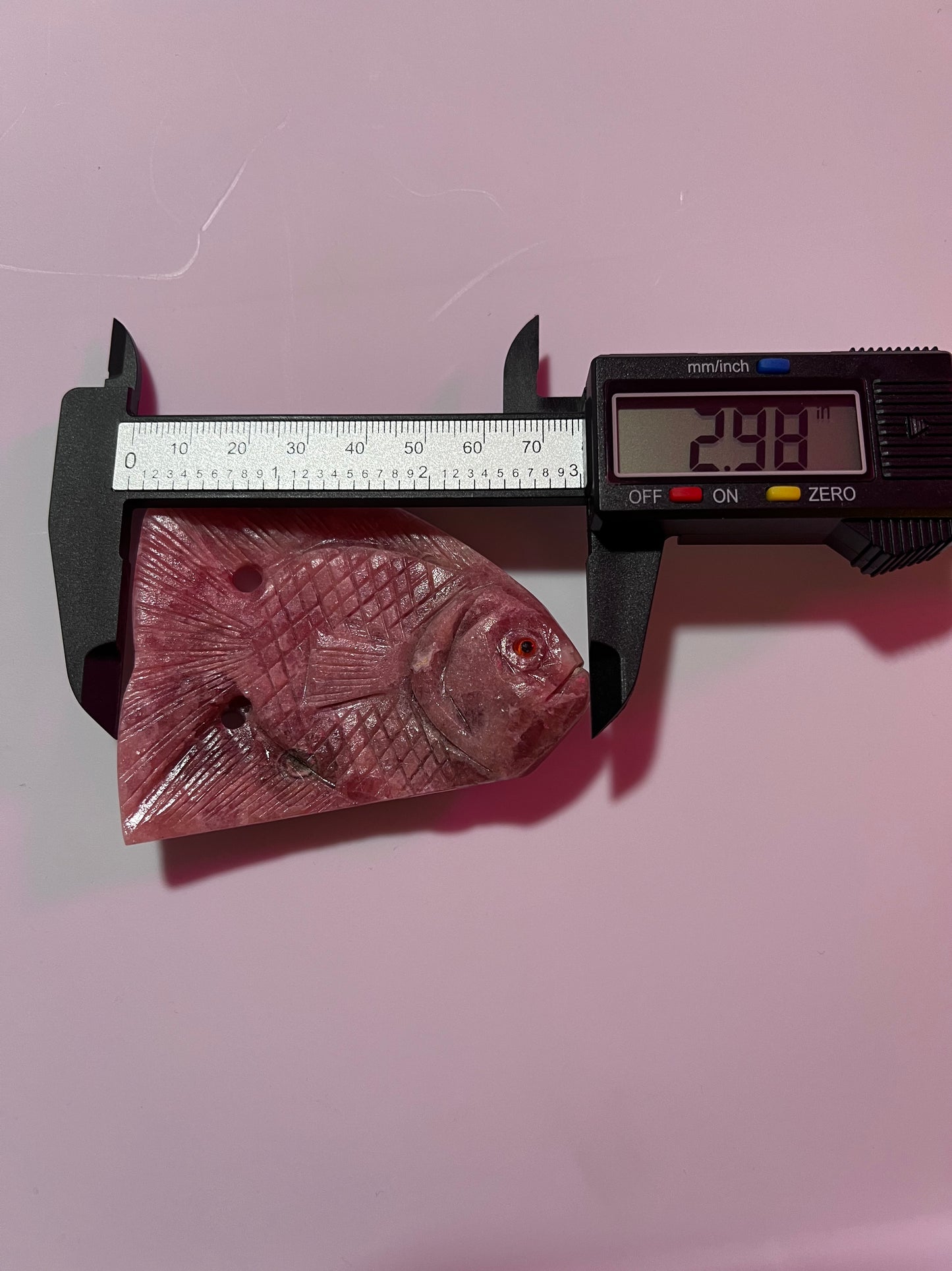 ONE (1) Stunning Rhodonite Fish Carving from Argentina