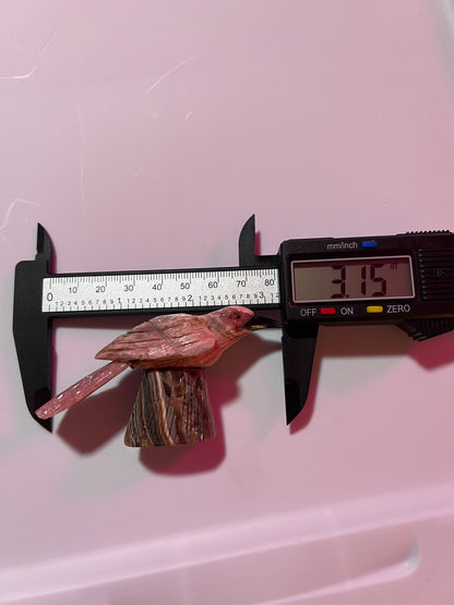 ONE (1) Stunning Rhodonite Bird Carving from Argentina