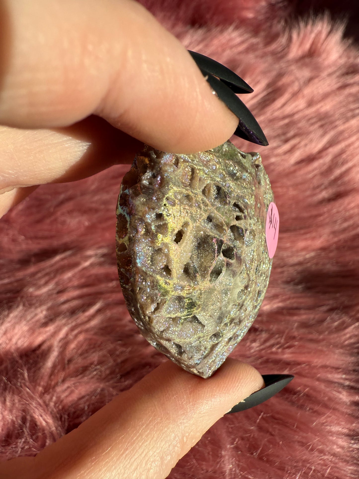 Stunning Aura treated Sphalerite Heart Carving