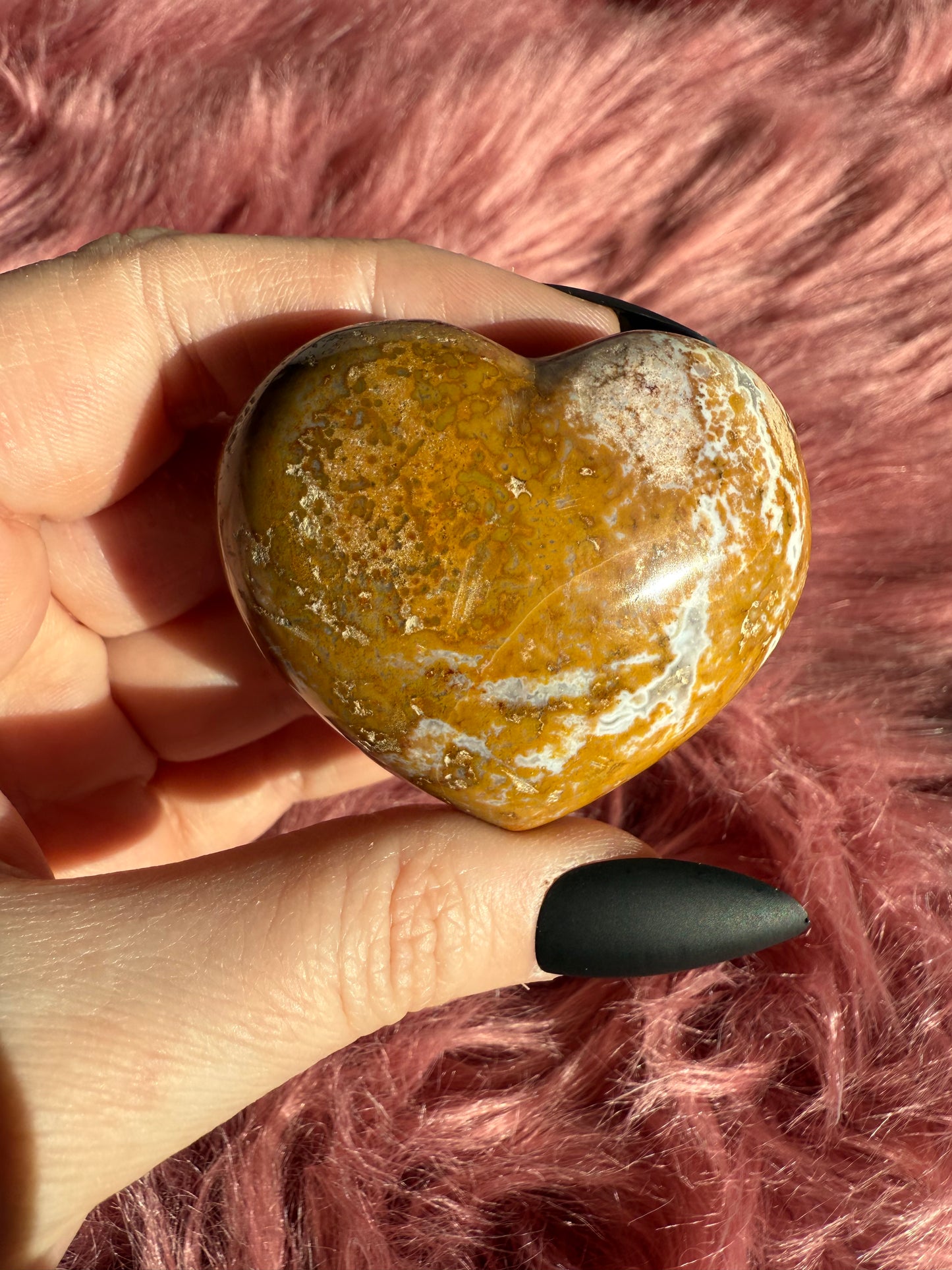 Stunning Sea (Ocean) Jasper Medium Size Heart Carving