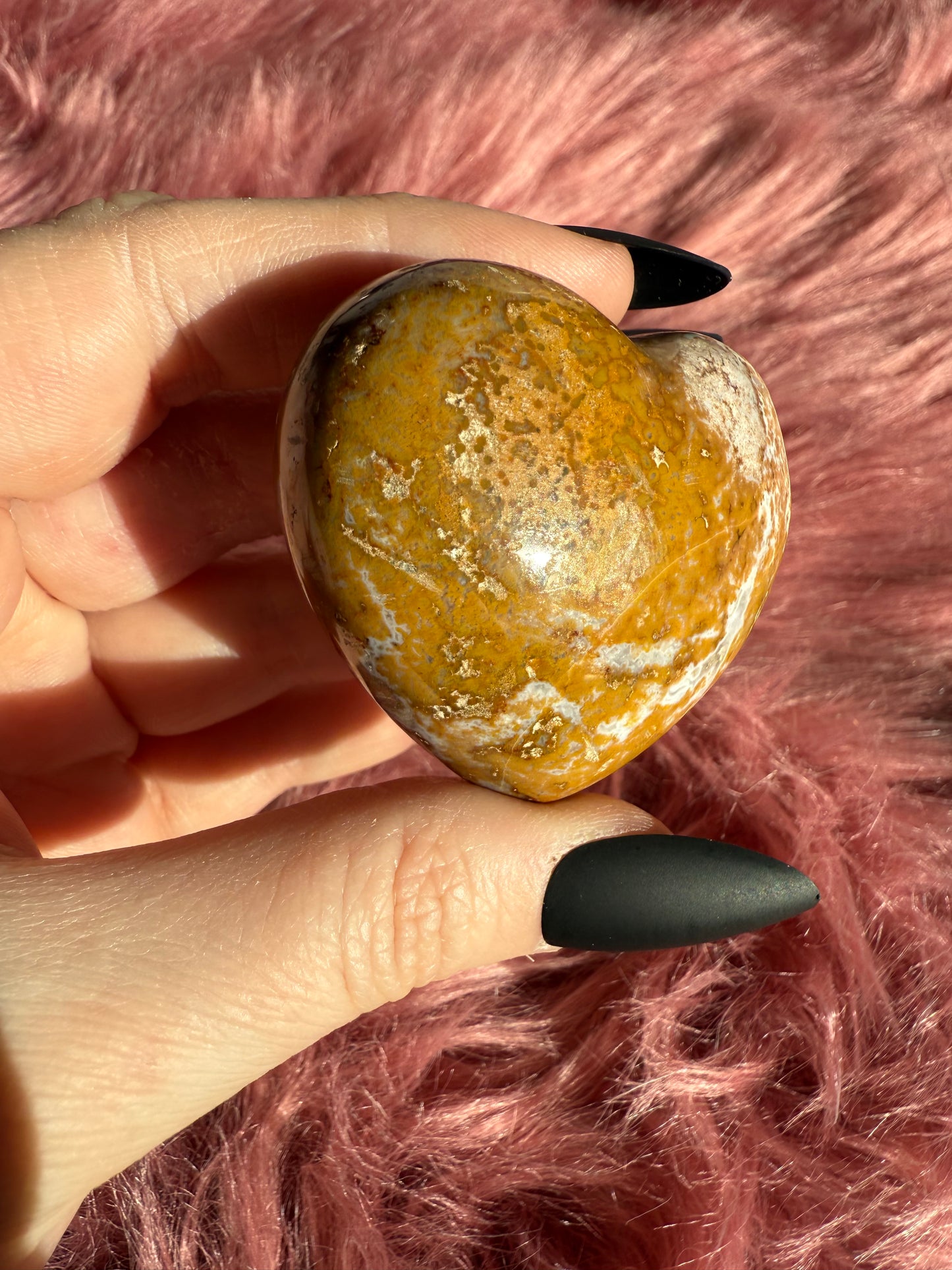 Stunning Sea (Ocean) Jasper Medium Size Heart Carving
