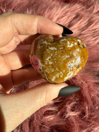 Stunning Sea (Ocean) Jasper Medium Size Heart Carving