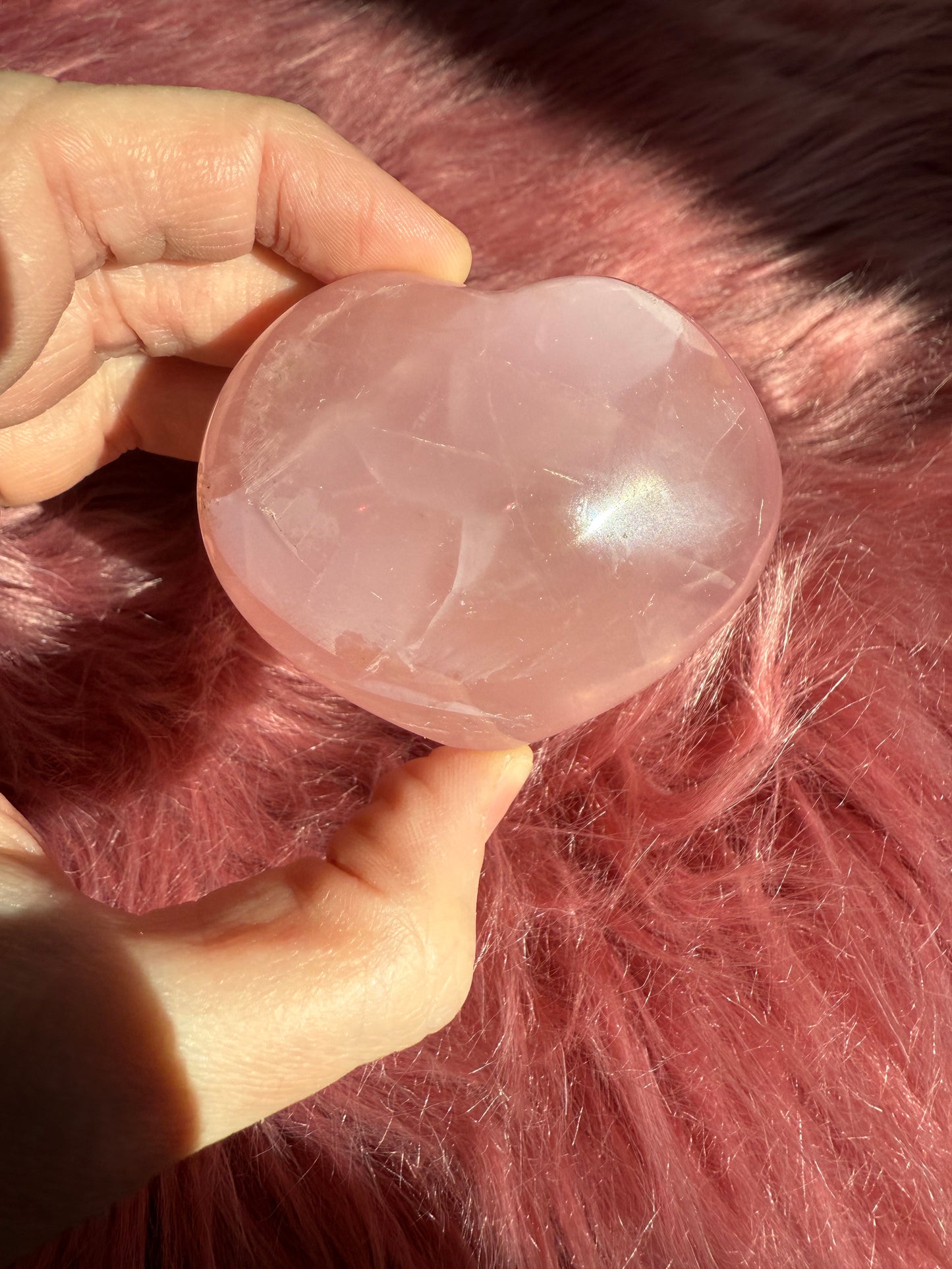 Stunning High Quality Rose Quartz Puffy Heart Carving - E