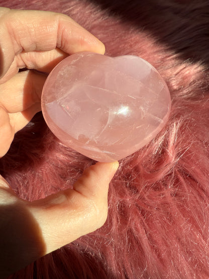 Stunning High Quality Rose Quartz Puffy Heart Carving - E