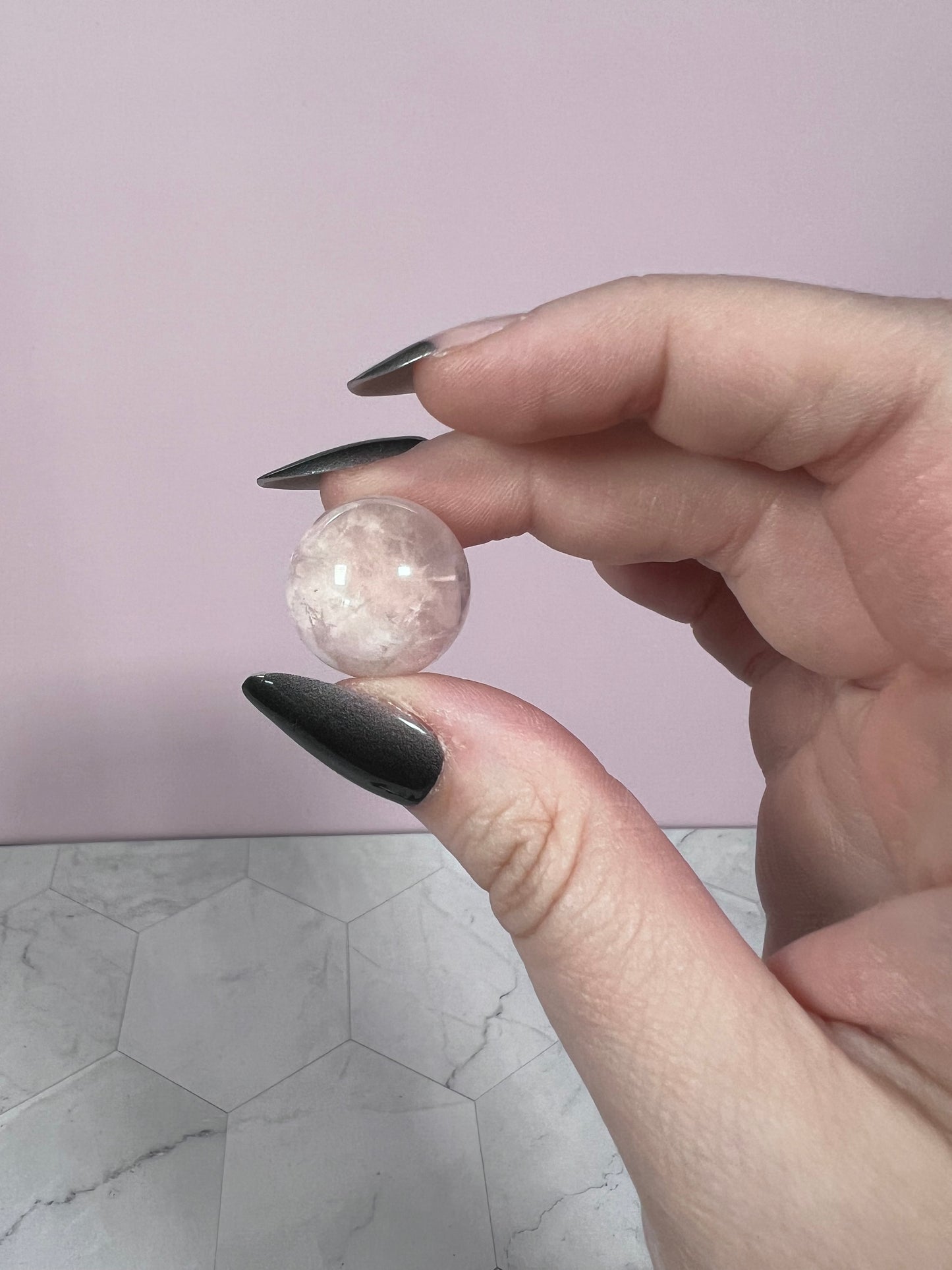 ONE (1) Stunning Starry Snow Garden Rose Quartz Crystal Sphere D