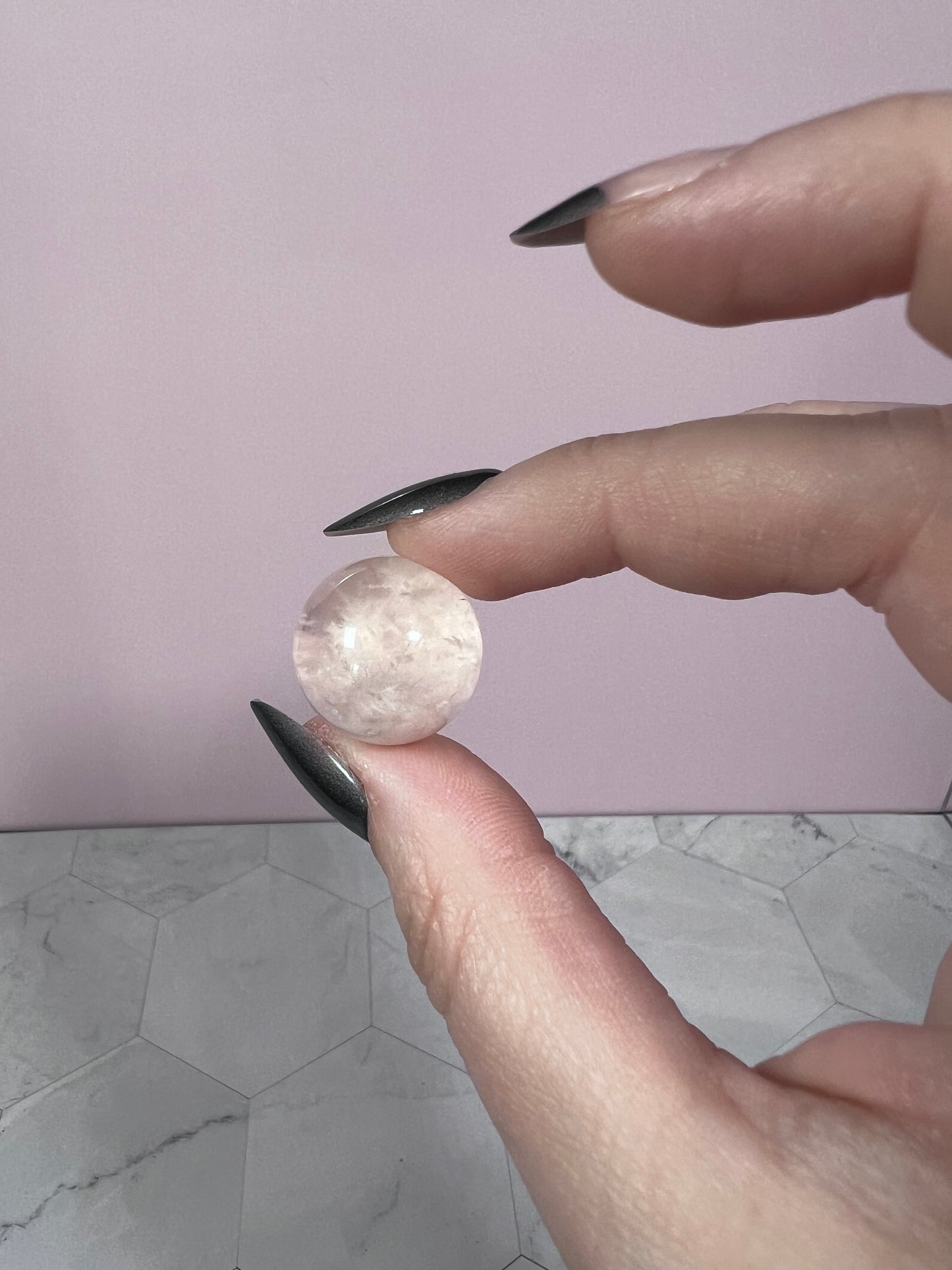 ONE (1) Stunning Starry Snow Garden Rose Quartz Crystal Sphere D