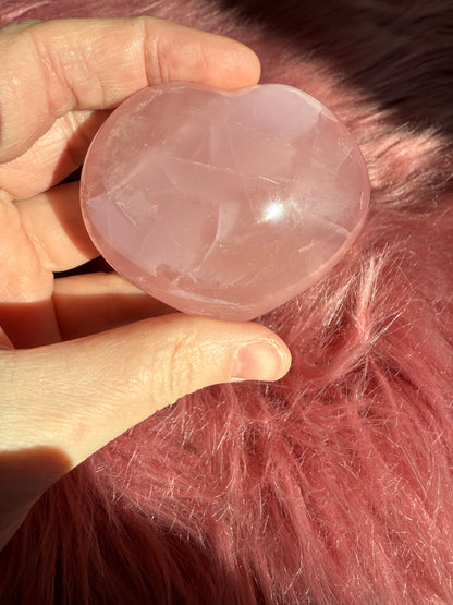 Stunning High Quality Rose Quartz Puffy Heart Carving - E
