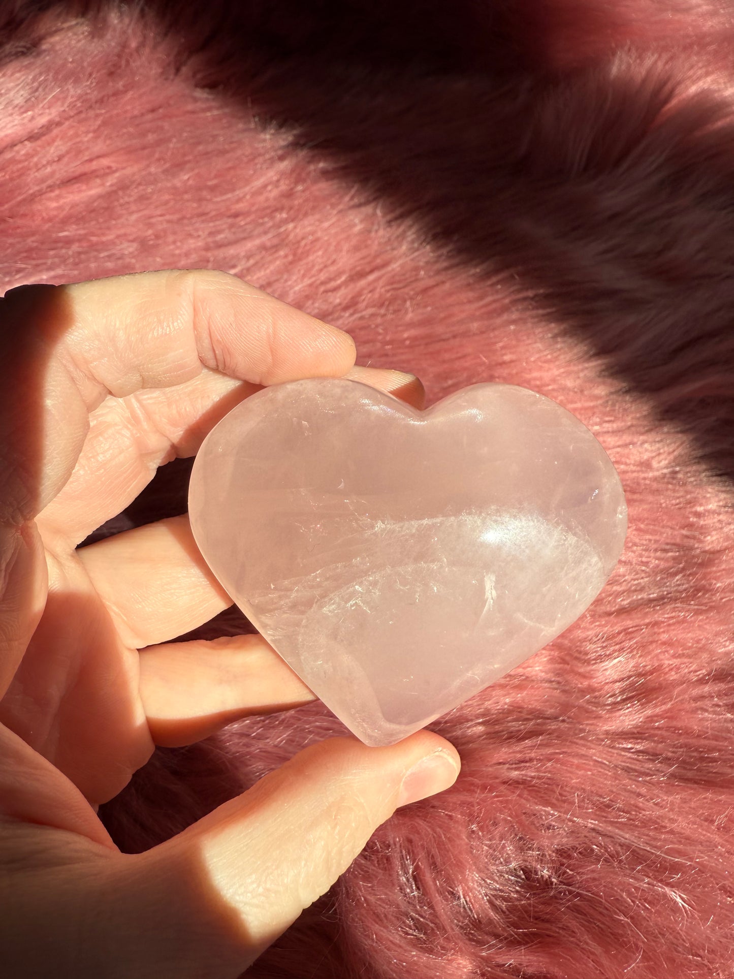 Stunning High Quality Rose Quartz Puffy Heart Carving - D