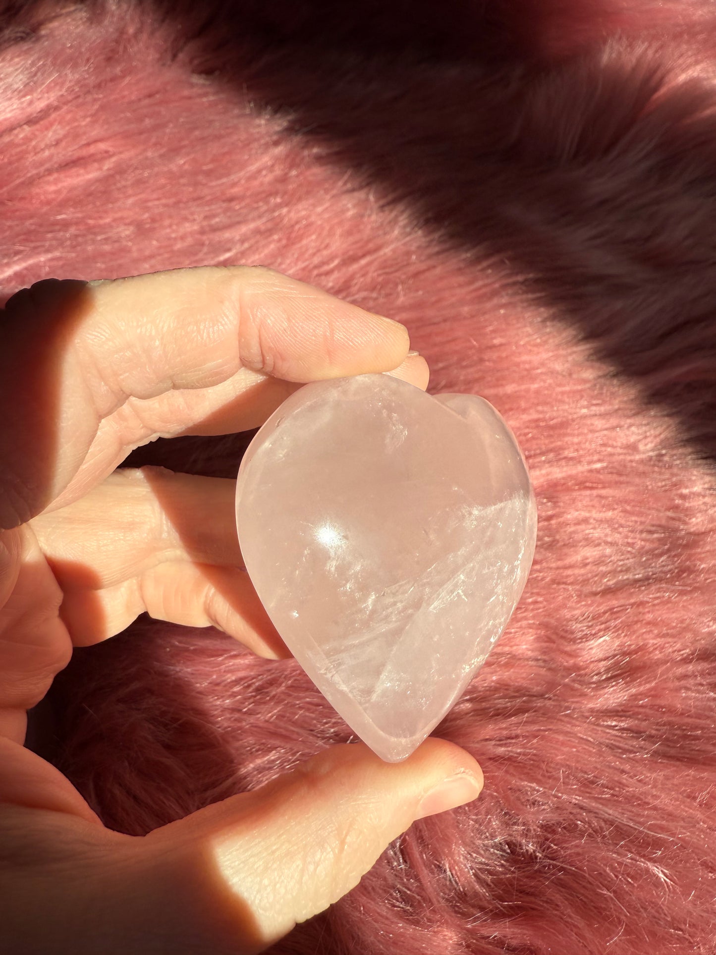 Stunning High Quality Rose Quartz Puffy Heart Carving - D