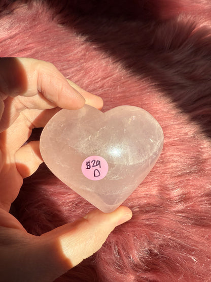 Stunning High Quality Rose Quartz Puffy Heart Carving - D