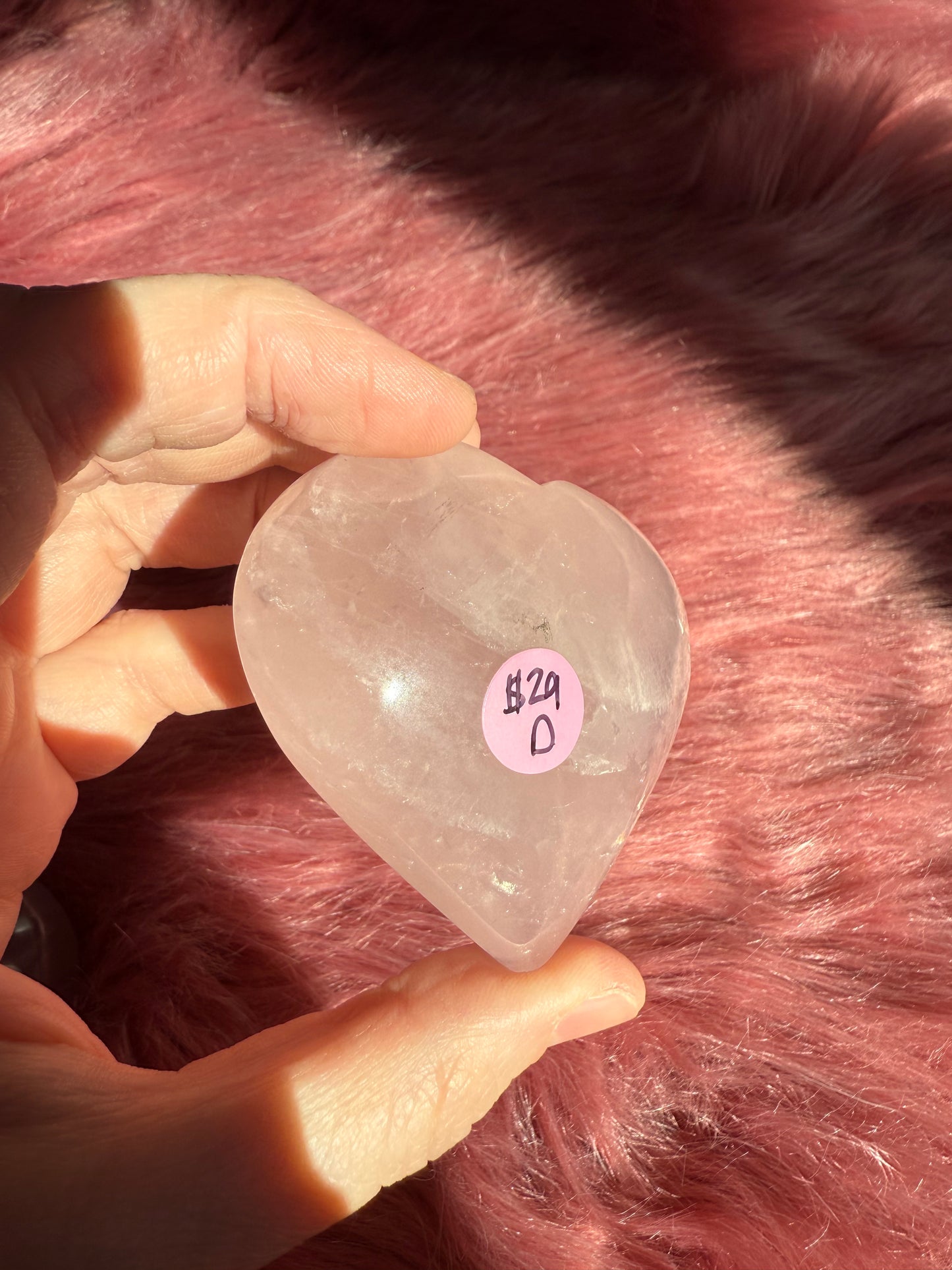 Stunning High Quality Rose Quartz Puffy Heart Carving - D