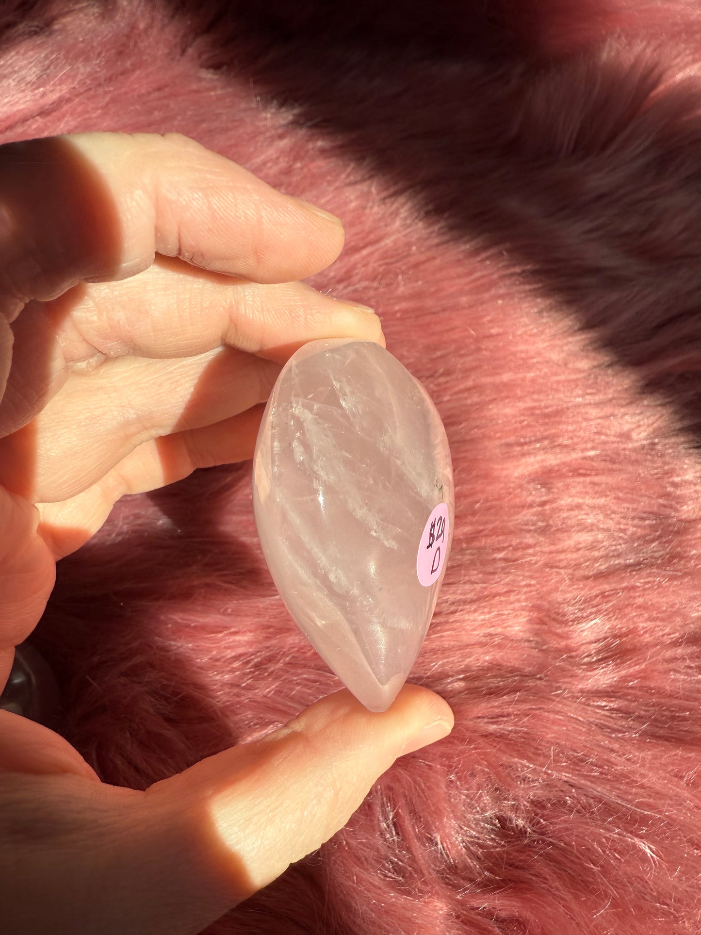 Stunning High Quality Rose Quartz Puffy Heart Carving - D