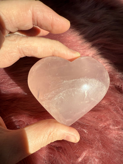 Stunning High Quality Rose Quartz Puffy Heart Carving - D