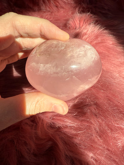 Stunning High Quality Rose Quartz Puffy Heart Carving - G