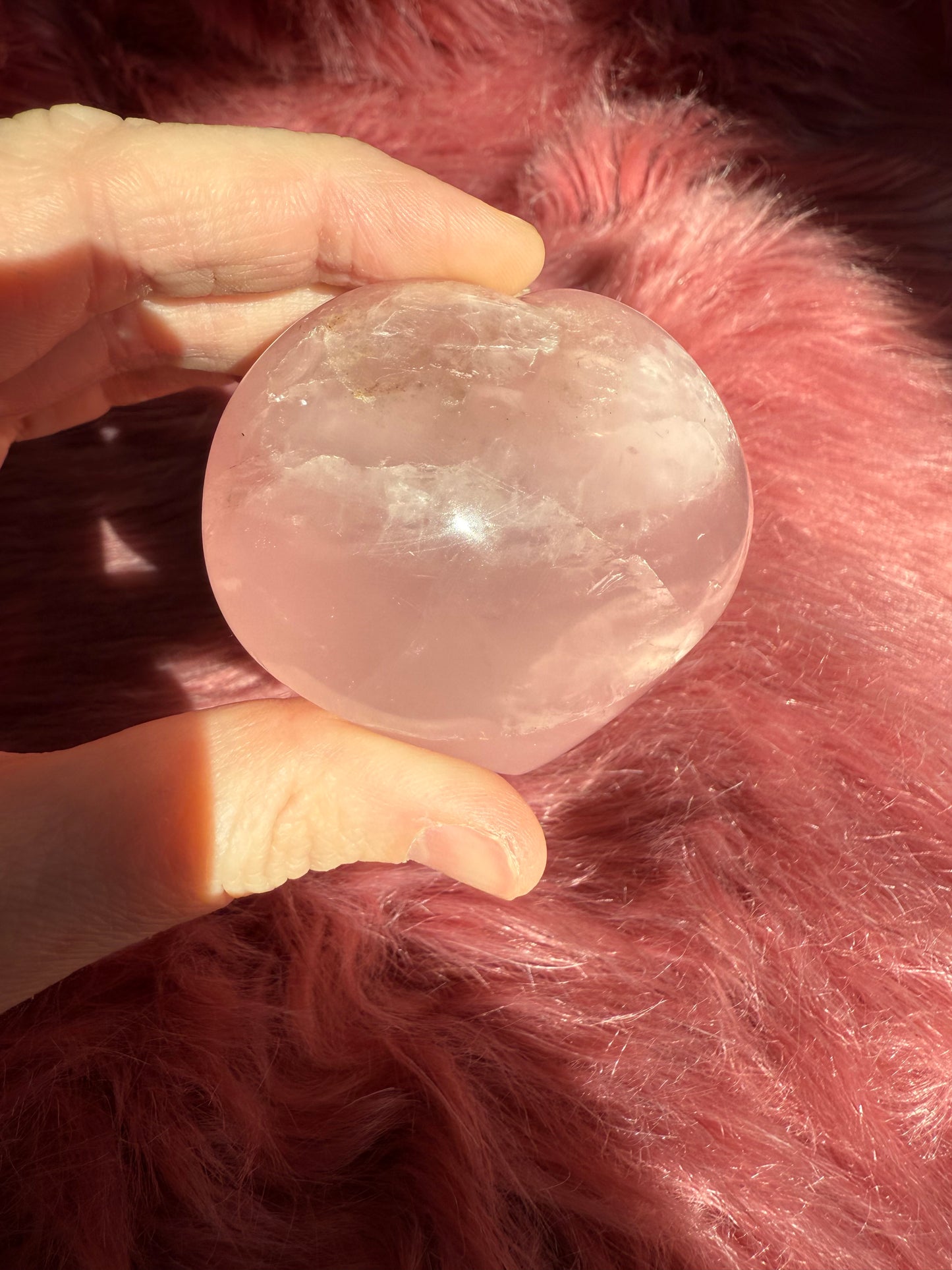 Stunning High Quality Rose Quartz Puffy Heart Carving - G
