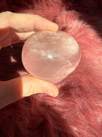 Stunning High Quality Rose Quartz Puffy Heart Carving - G