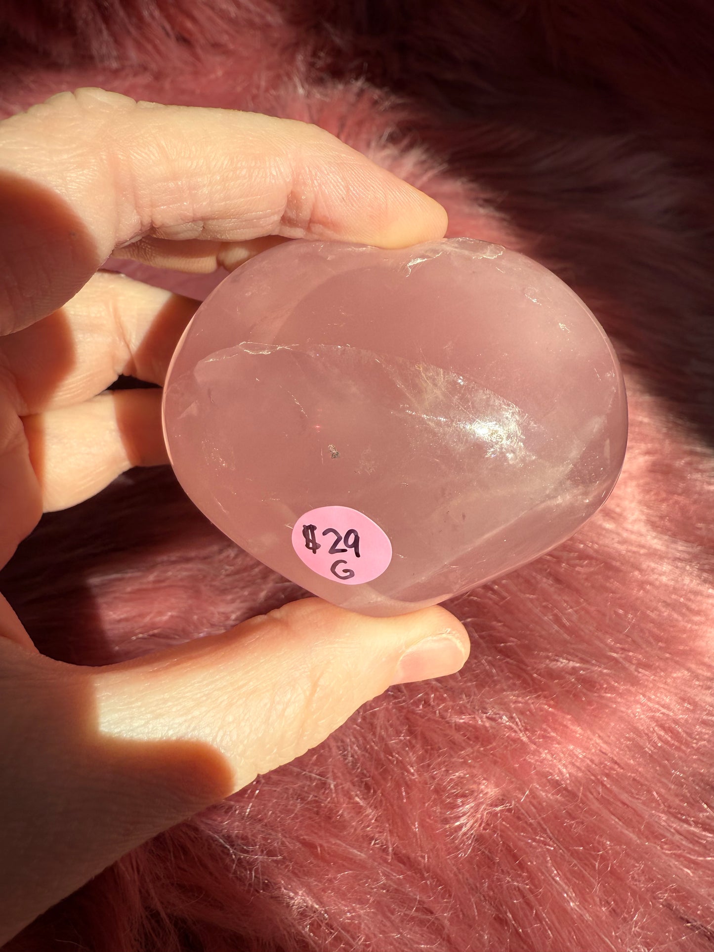 Stunning High Quality Rose Quartz Puffy Heart Carving - G