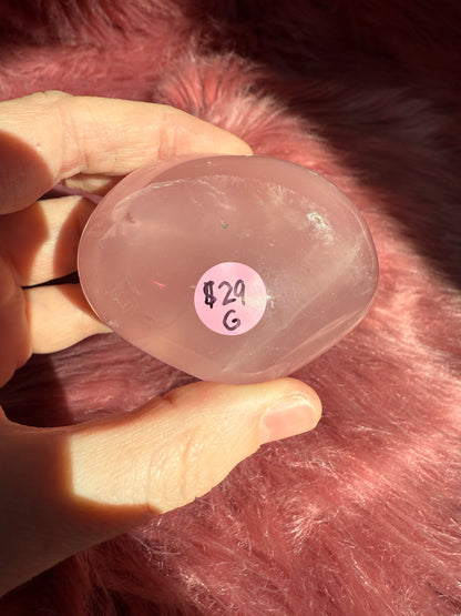 Stunning High Quality Rose Quartz Puffy Heart Carving - G