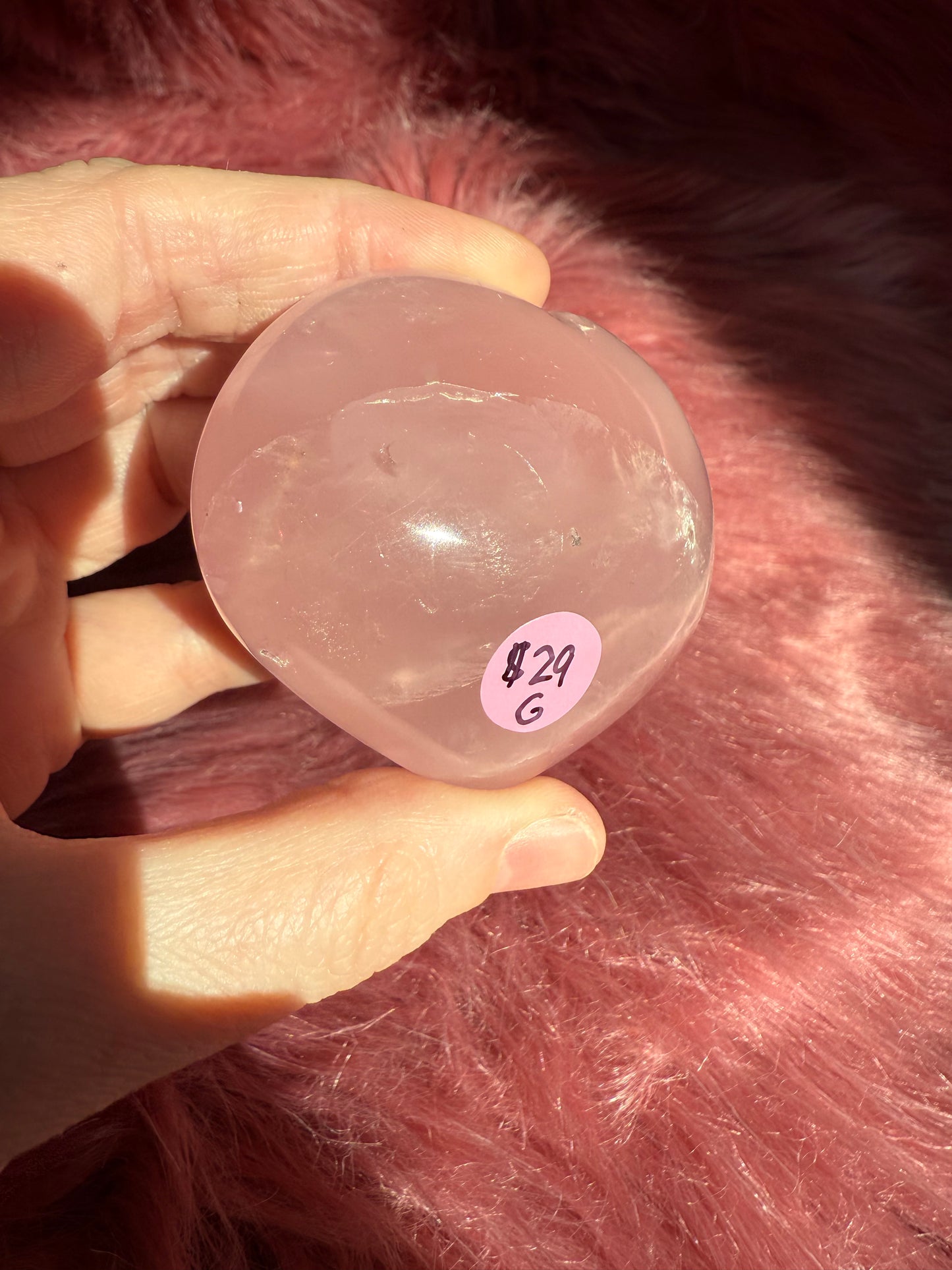 Stunning High Quality Rose Quartz Puffy Heart Carving - G