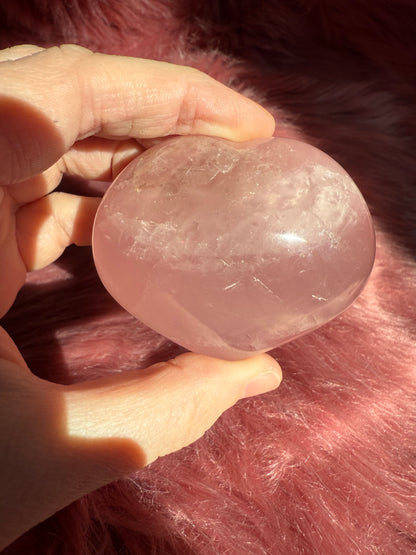 Stunning High Quality Rose Quartz Puffy Heart Carving - G