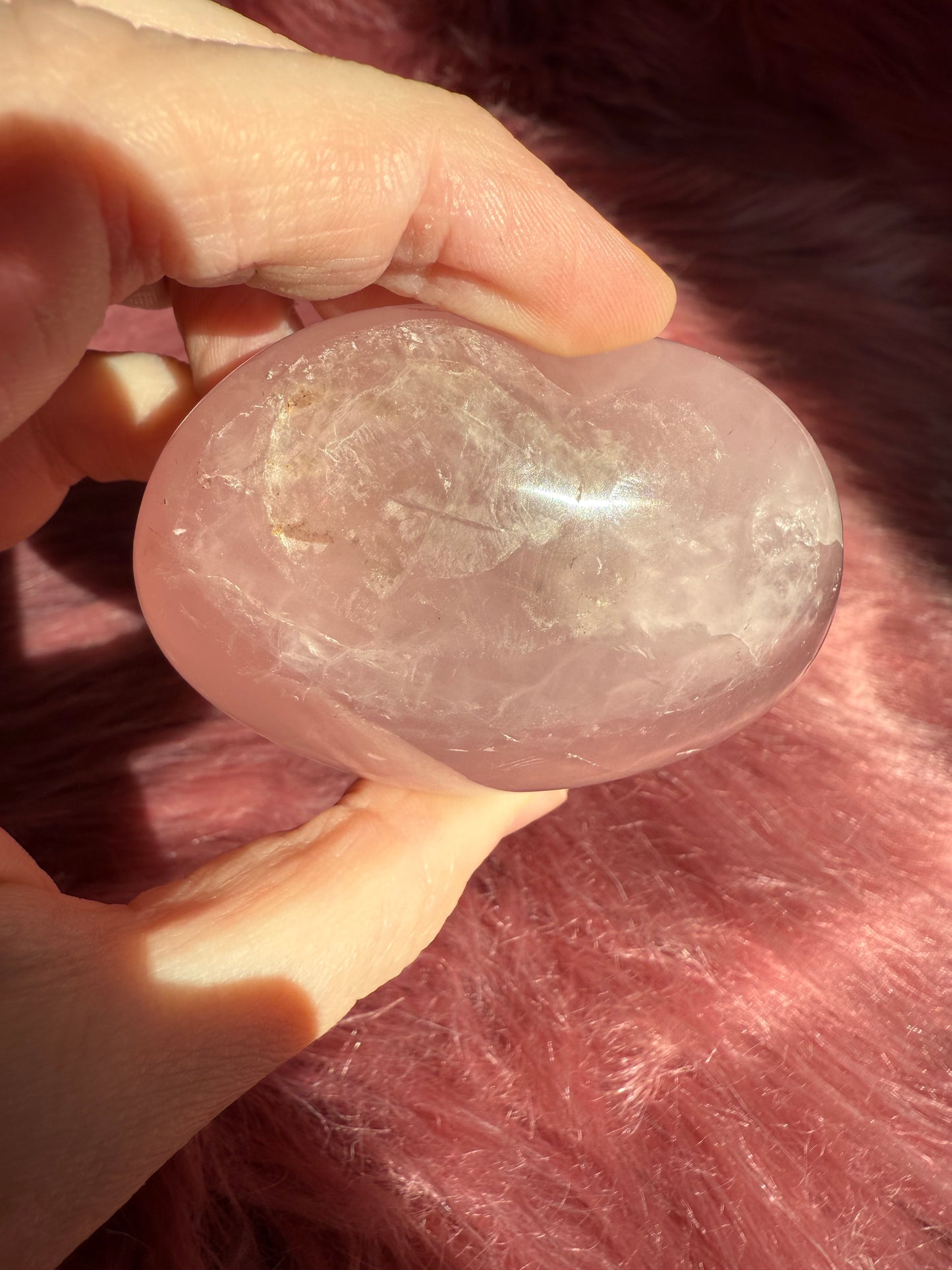 Stunning High Quality Rose Quartz Puffy Heart Carving - G