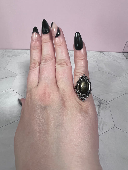 ONE (1) Stunning Goldensheen Obsidian Adjustable Ring