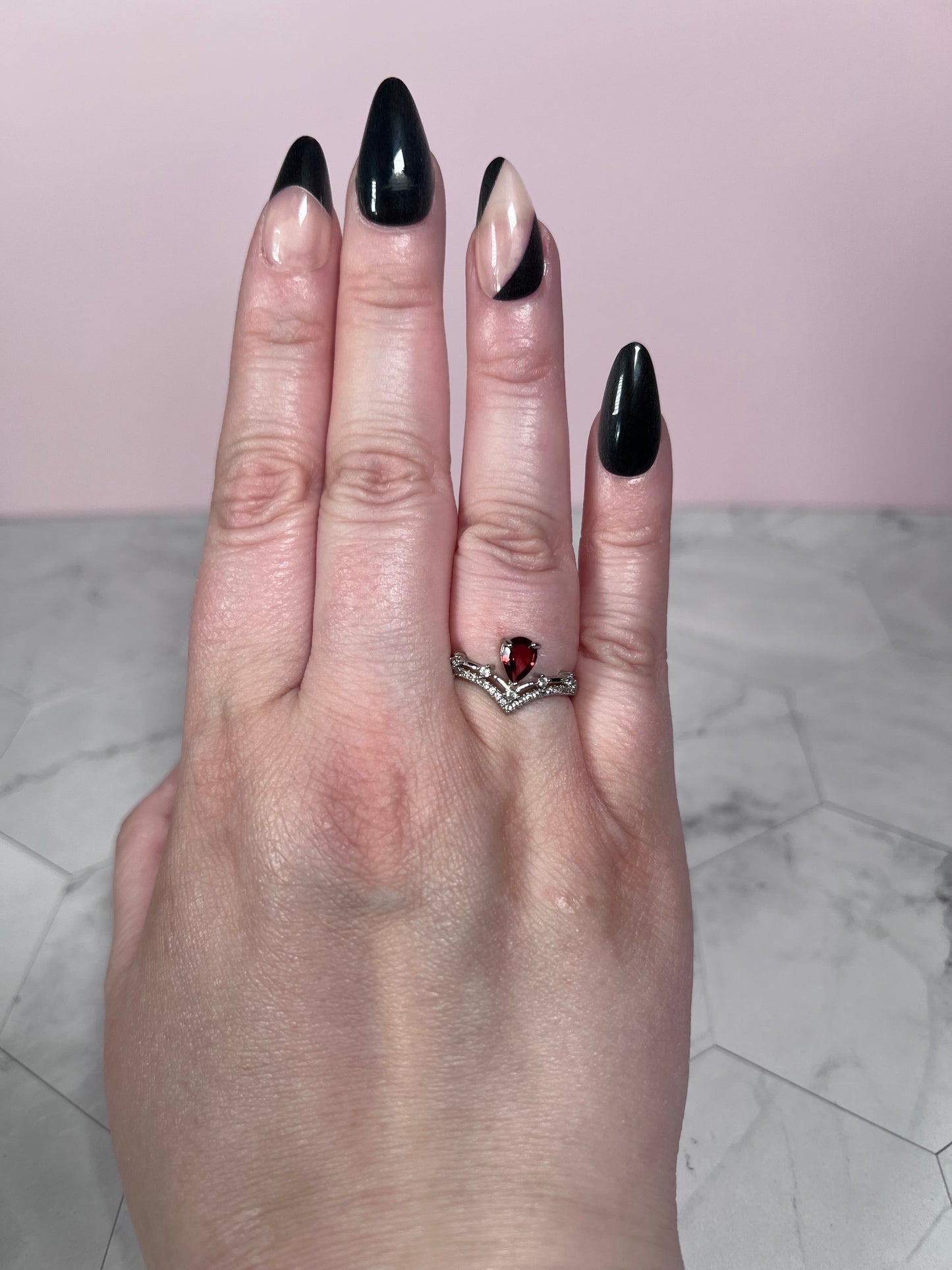 ONE (1) Stunning Garnet Princess Adjustable Ring