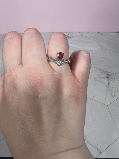 ONE (1) Stunning Garnet Princess Adjustable Ring