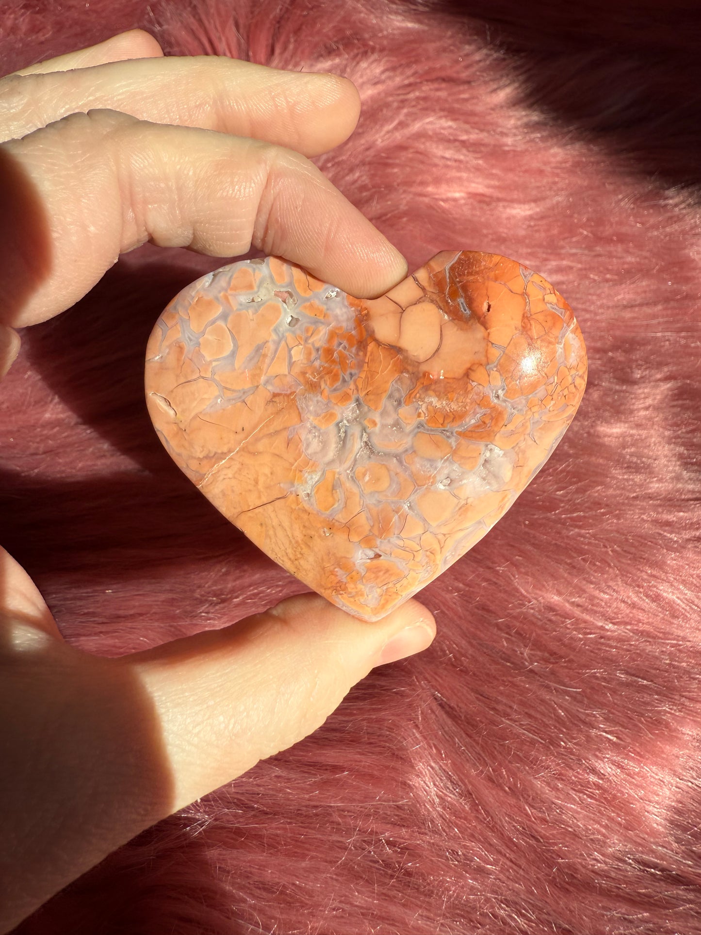 Stunning High Quality Pink Agate Heart Carving - E