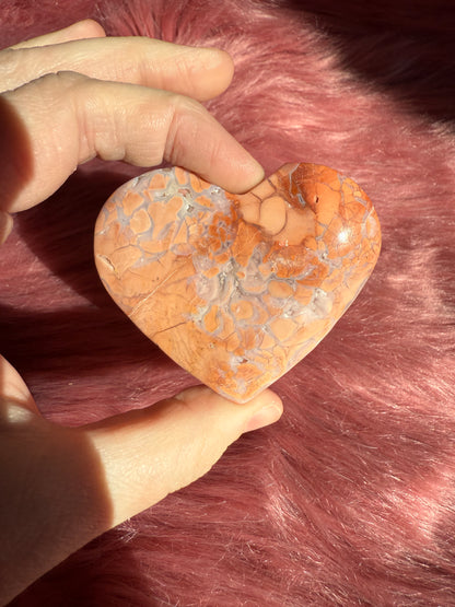 Stunning High Quality Pink Agate Heart Carving - E